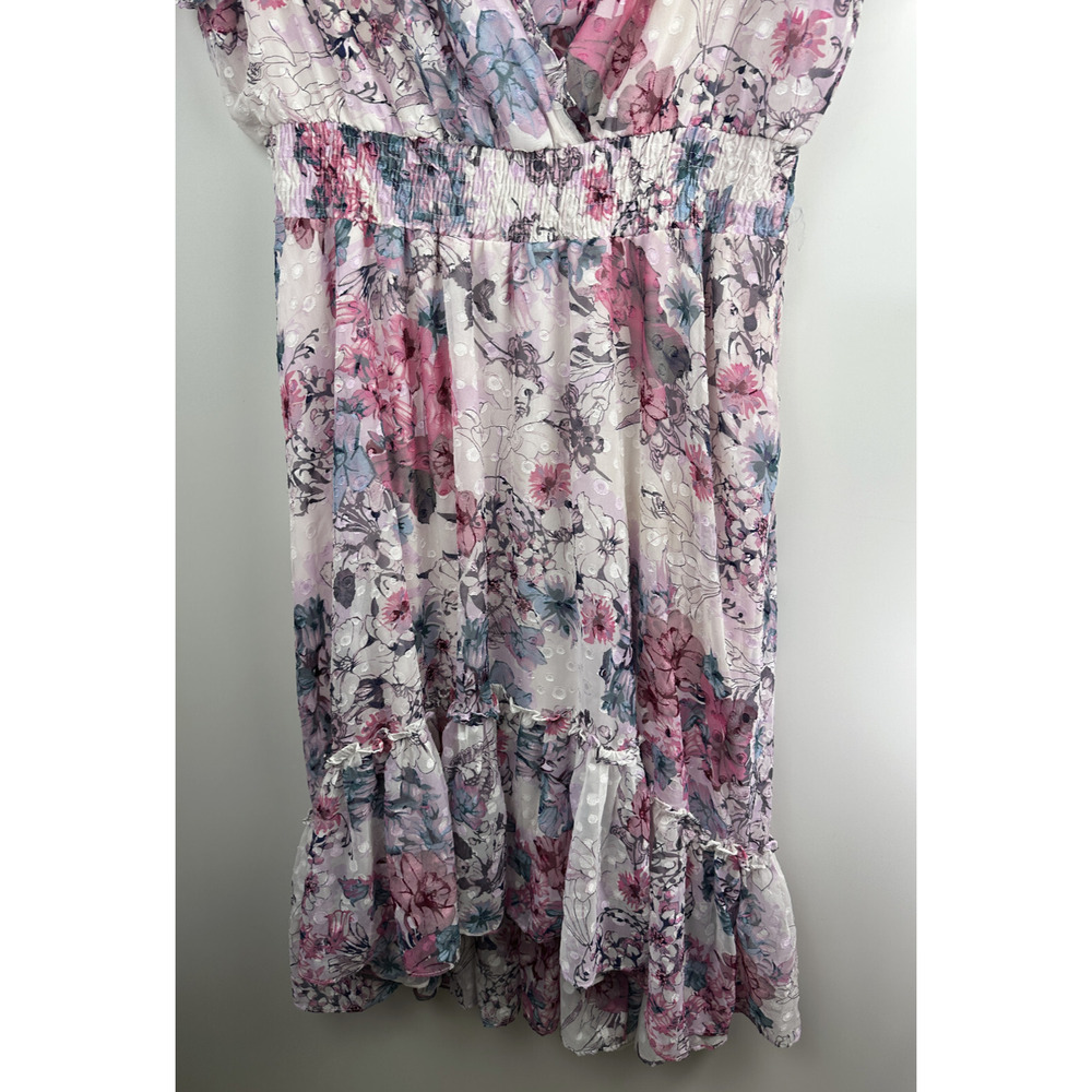 Lane Bryant Floral Ruffle Smocked Dress Plus Size 26/28 Wedding Bridal Shower - Picture 14 of 16